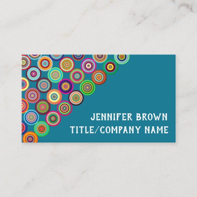 colourful modern  pattern on turquoise place card (Front)