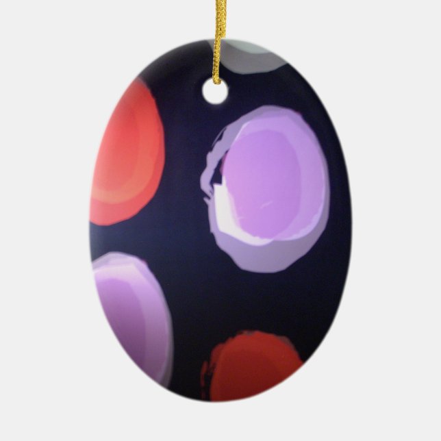 Colourful Modern Pattern Polka Dot Art Print Ceramic Tree Decoration (Front)