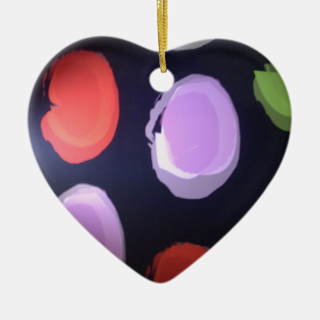 Colourful Modern Pattern Polka Dot Art Print Ceramic Tree Decoration (Front)