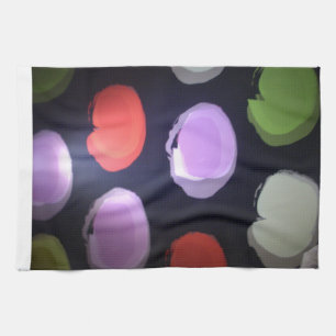 Colourful Modern Pattern Polka Dot Art Print Tea Towel