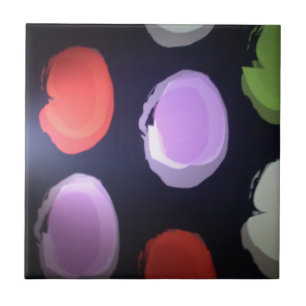 Colourful Modern Pattern Polka Dot Art Print Tile
