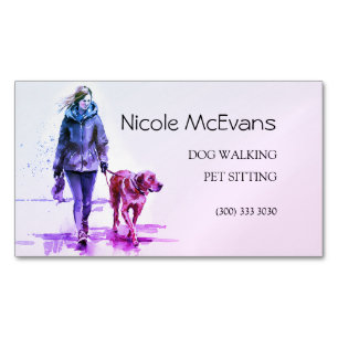 Colourful Modern Pet Care Services Magnetic Business Card