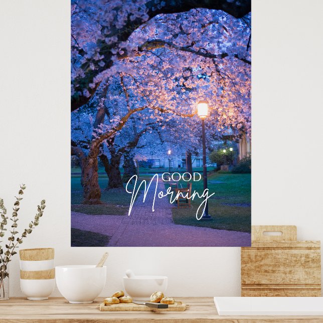 Colourful Modern Photo Flowers Good morning Poster (Kitchen)