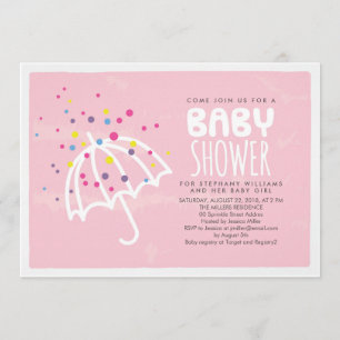 Colourful Modern Pink Baby Girl Shower Invitation
