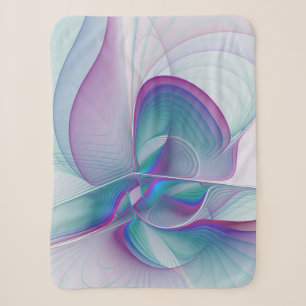 Colourful Modern Pink Blue Turquoise Fractal Art Sherpa Blanket