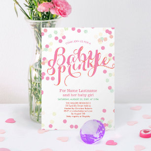 Colourful Modern Pink Girl Baby Sprinkle Invitatio Invitation