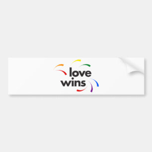 Colourful, modern, playful design of Love Wins Bumper Sticker