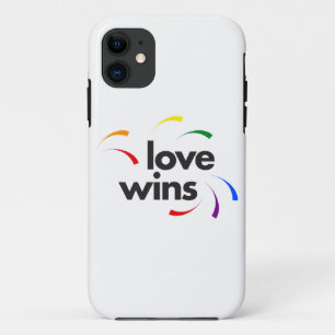Colourful, modern, playful design of Love Wins iPhone 11 Case