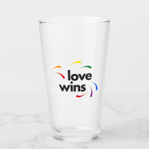 Colourful, modern, playful design of Love Wins Glass