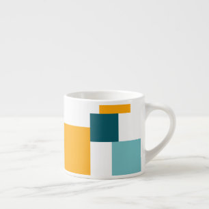 Colourful, modern, playful square geometric patter espresso cup