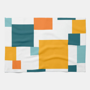 Colourful, modern, playful square geometric patter tea towel