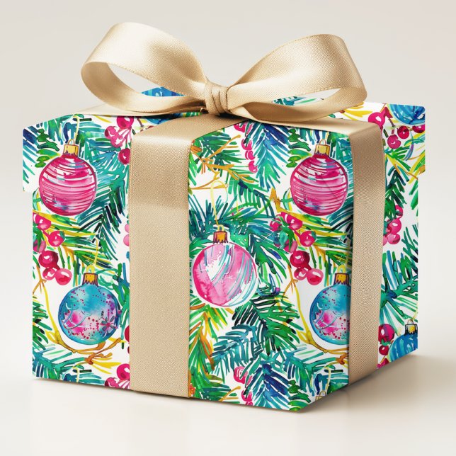 Colourful Modern Preppy Christmas Decorations Wrapping Paper (Creator Uploaded)