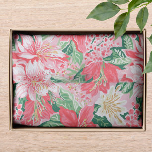 Colourful Modern Preppy Winter Flowers Christmas Tissue Paper