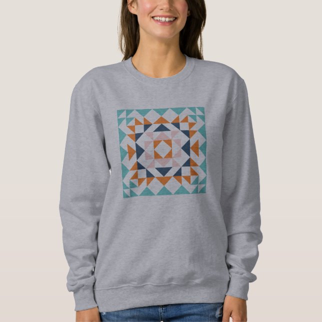 Colourful Modern Quilt Block Geometric Art  Sweatshirt (Front)