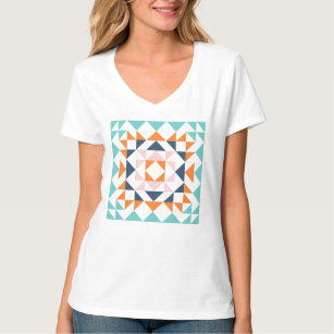 Colourful Modern Quilt Block Geometric Art T-Shirt