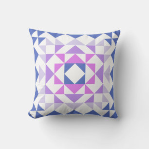 Colourful Modern Quilt Block Geometric Blue Purple Cushion