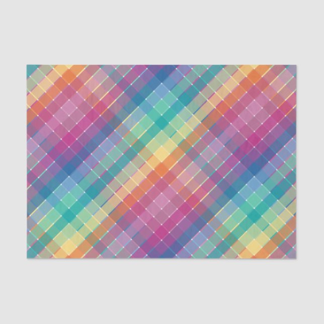 Colourful Modern Rainbow Plaid Stripes Tissue Paper (Front)