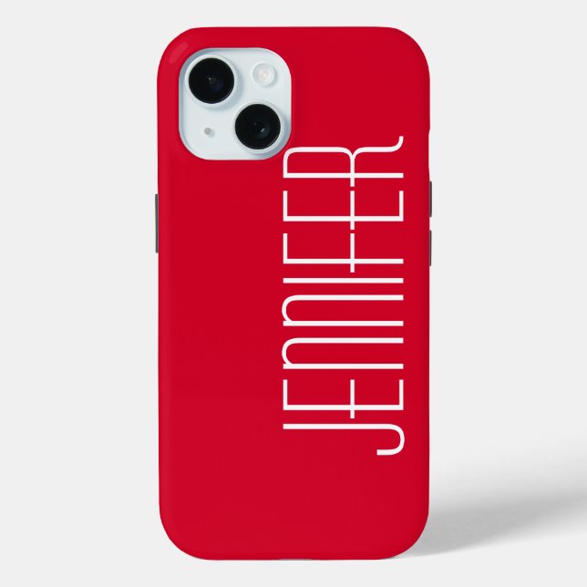 Colourful Modern Red Personalised Jumbo Name Case-Mate iPhone Case (Back)