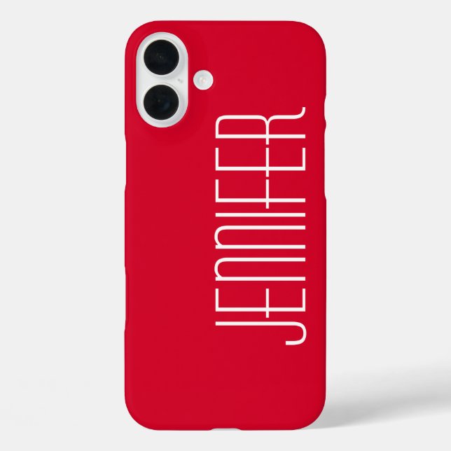 Colourful Modern Red Personalised Jumbo Name Case-Mate iPhone Case (Back)