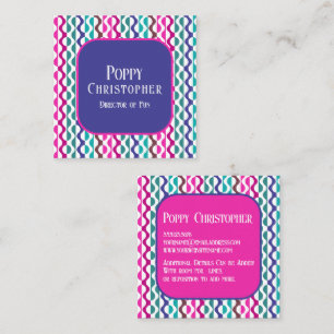Colourful Modern Retro Wave Pattern 9.10 Square Business Card