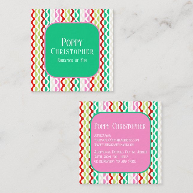 Colourful Modern Retro Wave Pattern 9.4 Square Business Card (Front/Back)