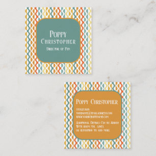 Colourful Modern Retro Wave Pattern 9.8 Square Business Card