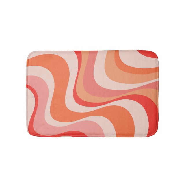 Colourful modern retro waves design bath mat (Front)
