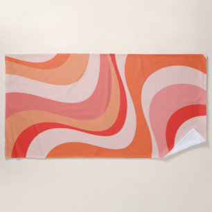 Colourful modern retro waves design beach towel