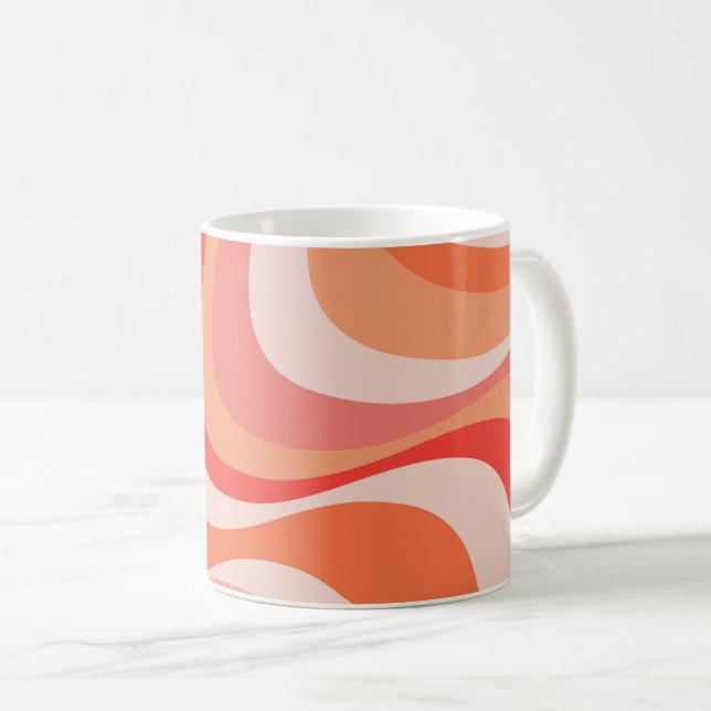 Colourful modern retro waves design coffee mug (Front Right)