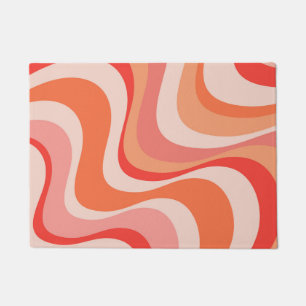 Colourful modern retro waves design doormat