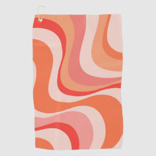 Colourful modern retro waves design golf towel