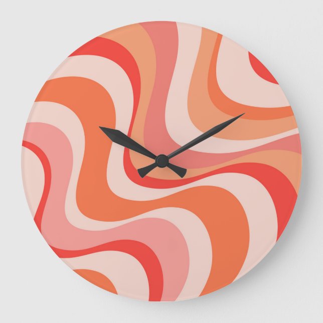Colourful modern retro waves design large clock (Front)