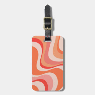 Colourful modern retro waves design luggage tag