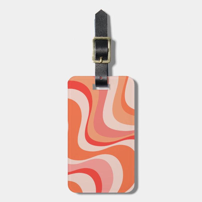 Colourful modern retro waves design luggage tag (Front Vertical)
