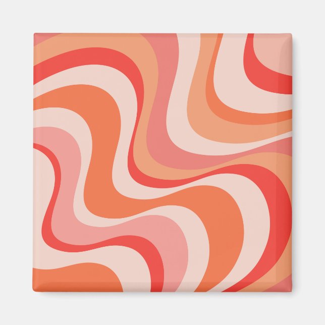 Colourful modern retro waves design magnet (Front)