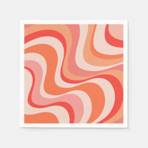 Colourful modern retro waves design napkin