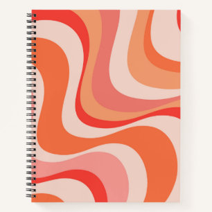 Colourful modern retro waves design notebook