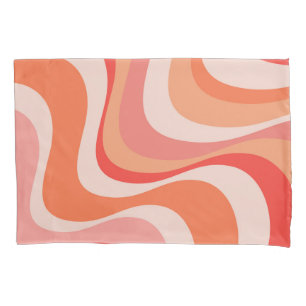 Colourful modern retro waves design pillowcase