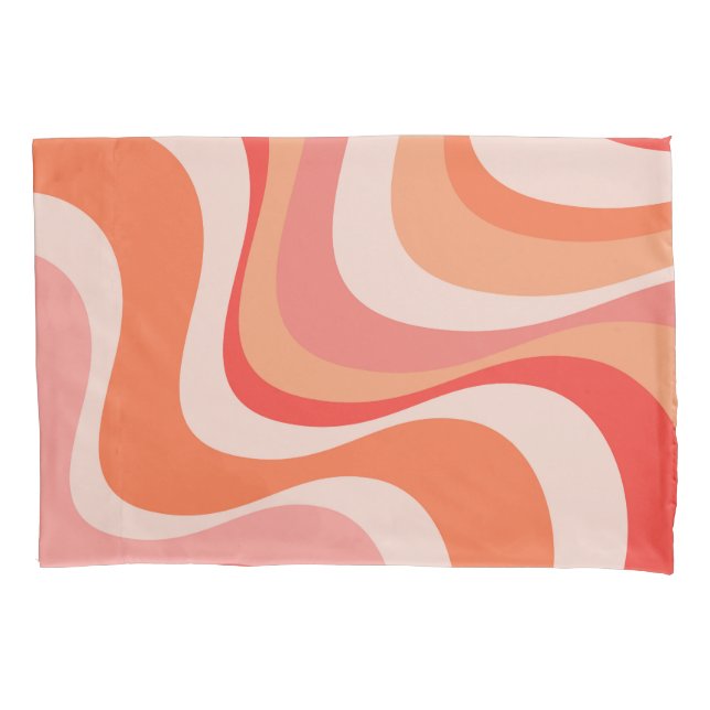 Colourful modern retro waves design pillowcase (Front)