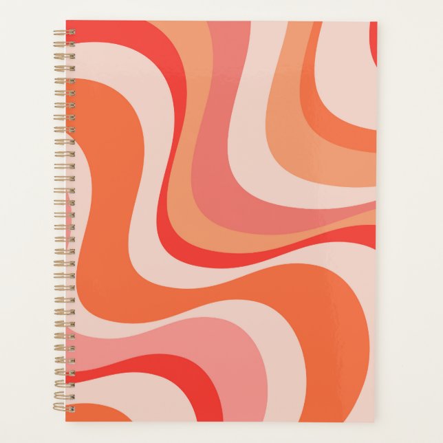Colourful modern retro waves design planner (Front)