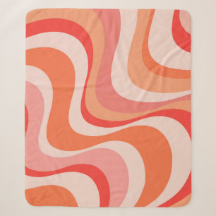Colourful modern retro waves design sherpa blanket