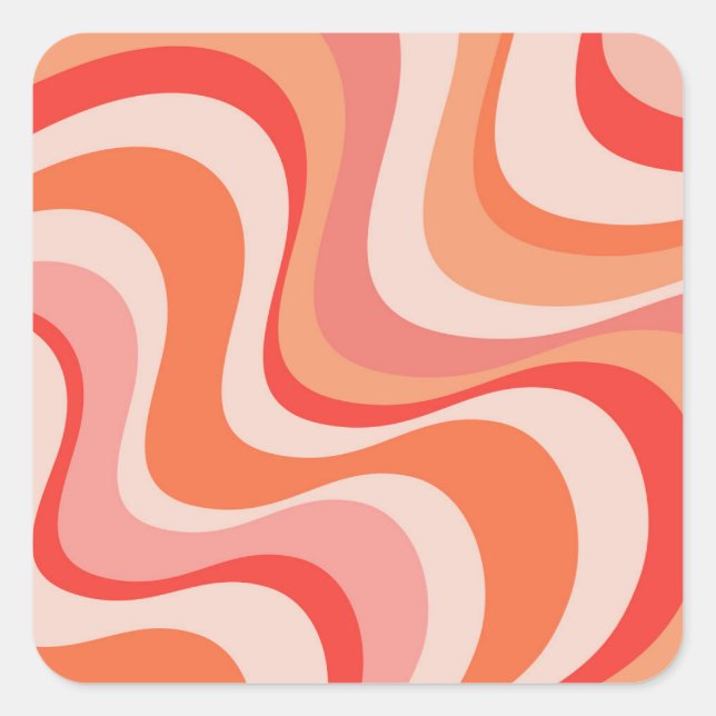 Colourful modern retro waves design square sticker (Front)