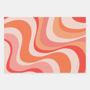 Colourful modern retro waves design wrapping paper sheet