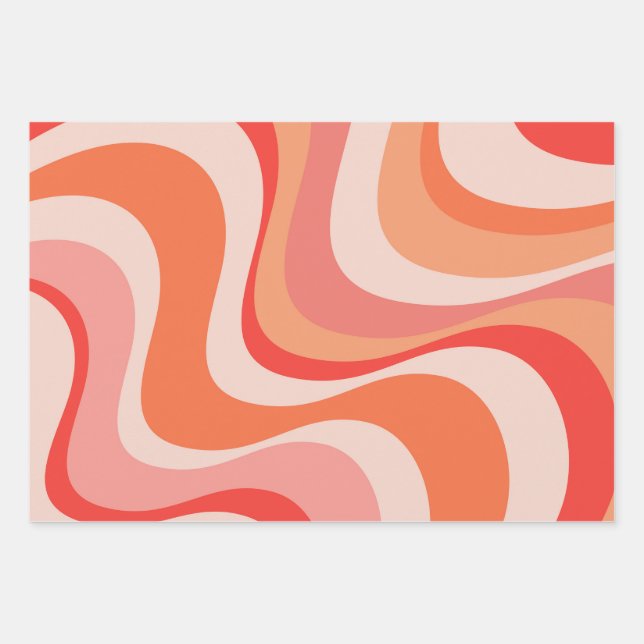Colourful modern retro waves design wrapping paper sheet (Front)