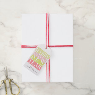 Colourful modern script happy new year gift tags
