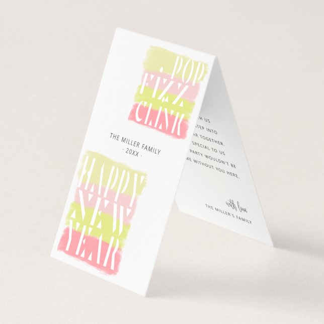 Colourful Modern Script New Years Party Folded Car (Front)