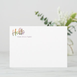 Colourful Modern Script Personalised Hello Name Card