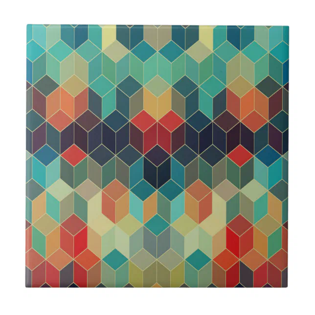 Cubic Tile Pattern Colourful Modern Seamless Cubes Geometric Pattern Tile | Zazzle