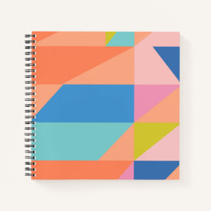 Colourful Modern Shapes in Bright Blue and Orange Notebook
