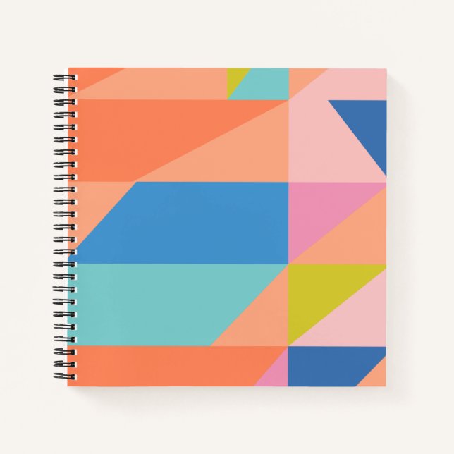 Colourful Modern Shapes in Bright Blue and Orange Notebook (Front)